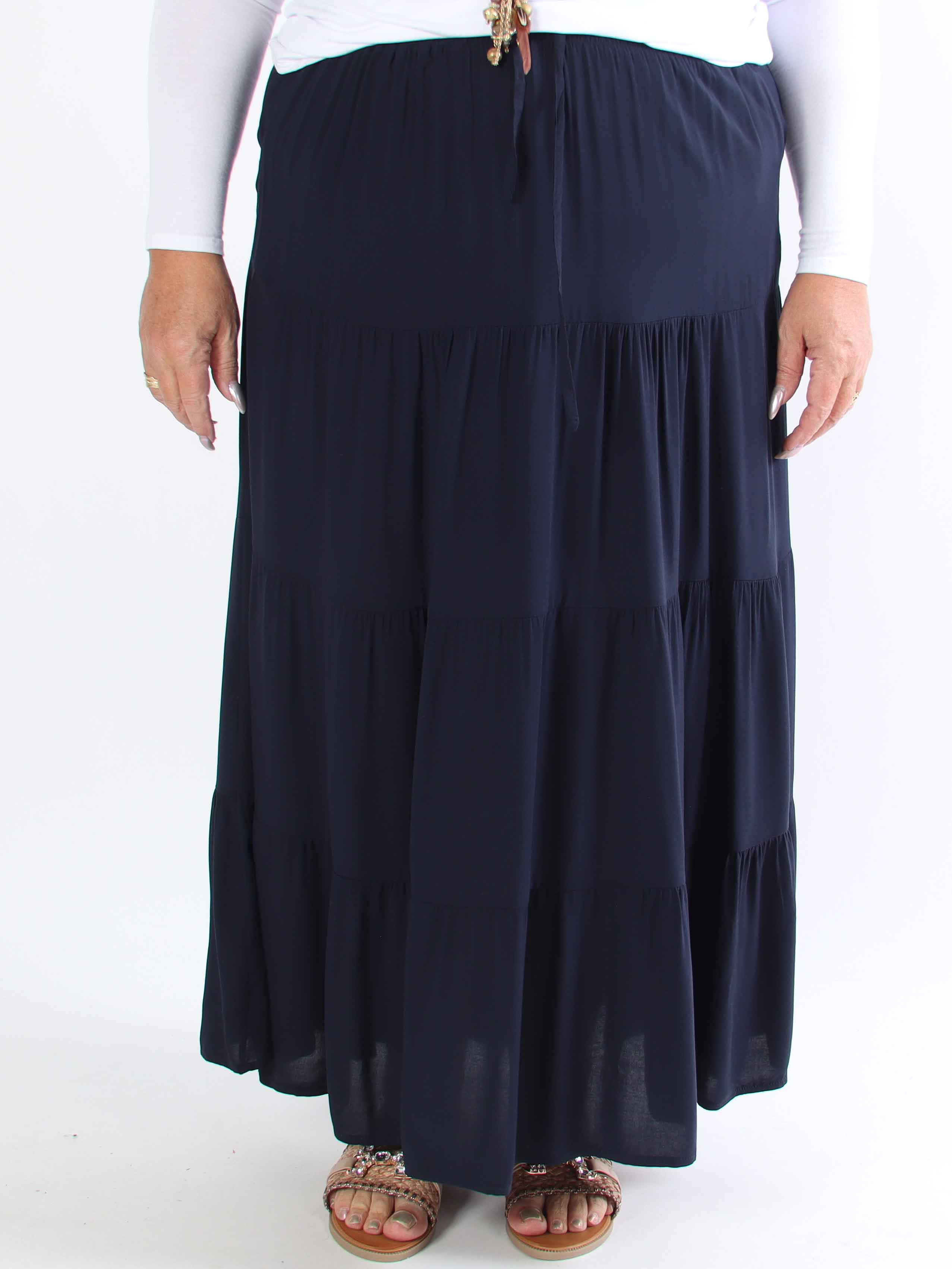 Kayla - Plus size kjol i viskos med lager-på-lager-look